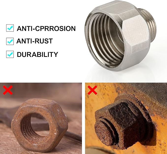 Brass Pipe Fittings, Water Hose Adapter, G 12 Female to G 38 Male Reducer Adapter, Compression Fitting for Kitchen Bathroom Faucet, Pipe Connector with Rubber Washer,(2 Pack)