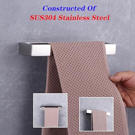 GERZWY Bathroom Hardware Hand Towel Holder SUS 304 Stainless Steel Towel Ring for Bath Kitchen Garage Heavy Duty Wall Mounted, Polished Finish HG1706-JG