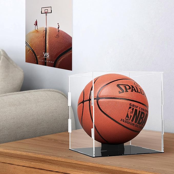 Basketball Display Case,Acrylic Basketball Case Display Box with Stand, Clear Acrylic Display Case for Autographed Basketball,Soccer Ball,Collectibles,Car Models,Dolls