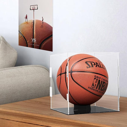 Basketball Display Case,Acrylic Basketball Case Display Box with Stand, Clear Acrylic Display Case for Autographed Basketball,Soccer Ball,Collectibles,Car Models,Dolls