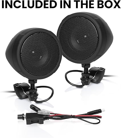 BOSS Audio Systems MCBK425BA 3 Inch Motorcycle Speakers  Built-in Bluetooth Amplifier, Weatherproof, Volume Control, ATV UTV Compatible