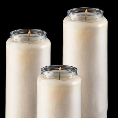 Rambue 9 Day Prayer Candles, 2 Pack - 7 White Memorial Candle for Shiva, Religious Ceremony, Party, Emergency Candles - Long Burning Vegetable Wax in Plastic Jars