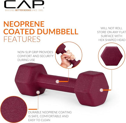 CAP Barbell Neoprene Dumbbell Weights Pairs  Sets  Multiple Colors