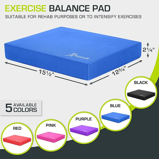 ProsourceFit Exercise Balance Pad - Non-Slip Cushioned Foam Mat & Knee Pad for Fitness and Stability Training, Yoga, Physical Therapy 15.5"x12.75"