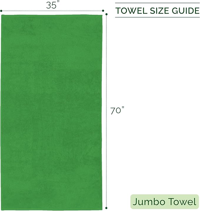 Elegant Comfort Three Line Popcorn Towel Set for Bathroom 35 x 70 inches, Premium Hotel Quality 1-PACK Jumbo Towels, 100 Turkish Cotton,Soft and Durable, Quick Dry and Highly Absorbent, Emerald Green