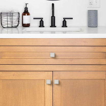 JOY DECOR 5 Pack Brushed Nickel Square Cabinet Knob Kitchen Cabinet Knobs Single Hole Knobs for Cabinets and Drawers Brushed Nickel Door Knobs
