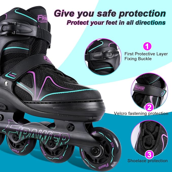 Kids Adjustable Inline Skates Ages 4-8, Youth Inlie Skates for Girls Boys with Full Light Up Wheels, Beginner Skates (Small, Size J11-1)