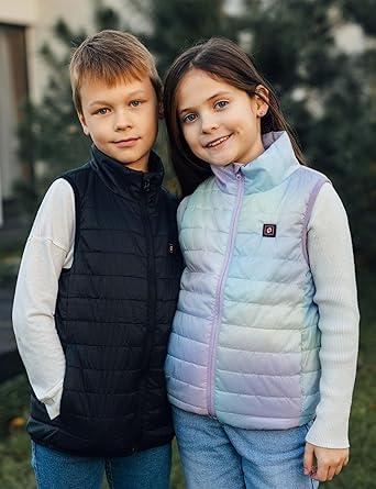 HENNCHEE Kids Heated Vest for Boys Girls Electric Heated Vest with Battery Pack Lightweight Warm Heating Gilet Outdoor