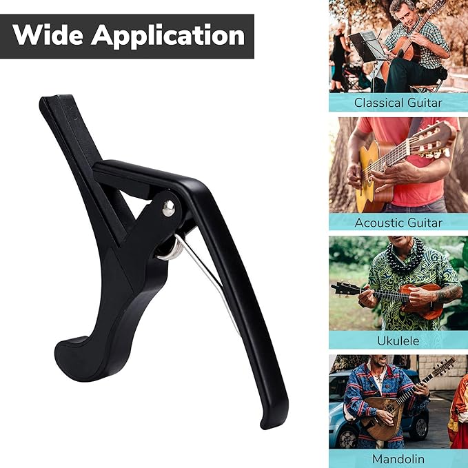 AW Guitar Capo Key for Classical Electric Acoustic Guitar Ukulele 4 to 6 Strings Guitars Aluminum New Black