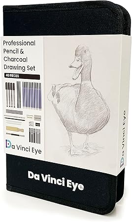 40PC Drawing Kit - Pencil, Marker, White Charcoal, Graphite and More. Gift Set Perfect for Beginners, Professional Artists, Painters, Students - Art Supplies With Pop-Up Carrying Case