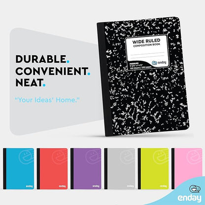 Emraw Marble Composition Notebook Wide Ruled Black and White Composition Books 100 Sheets (2 Pack)