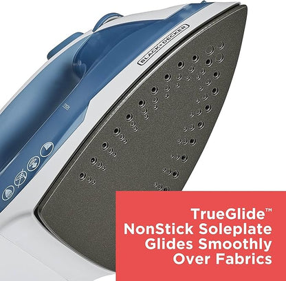 BLACKDECKER Easy Steam Compact Iron for Clothes, Automatic Shutoff, Nonstick Plate, Light Weight, 1200 Watts