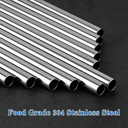 Tomorotec 30oz Straws, 11" Stainless Steel Straw 14PCS for 30oz Stanley Tumbler, 0.35"9mm Diameter Sleek Metallic Finish- 7 Straight, 7 Bent Straws  2 Brushes, Dishwasher Safe, 304 Food-Grade