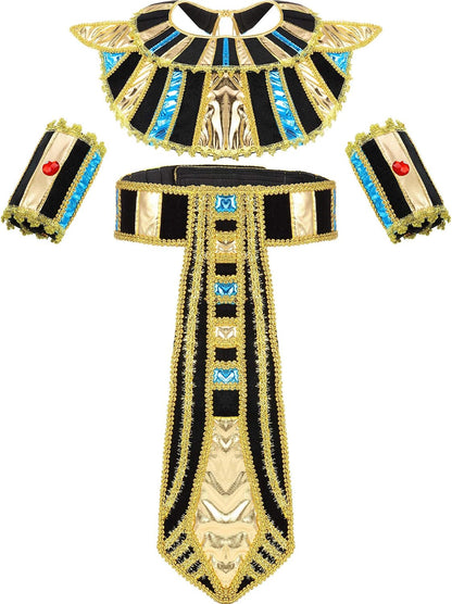 SATINIOR Egyptian Costume Accessory Set for Women Men Includes Egypt Belt Collar Wristbands Themed Cosplay Party Medium