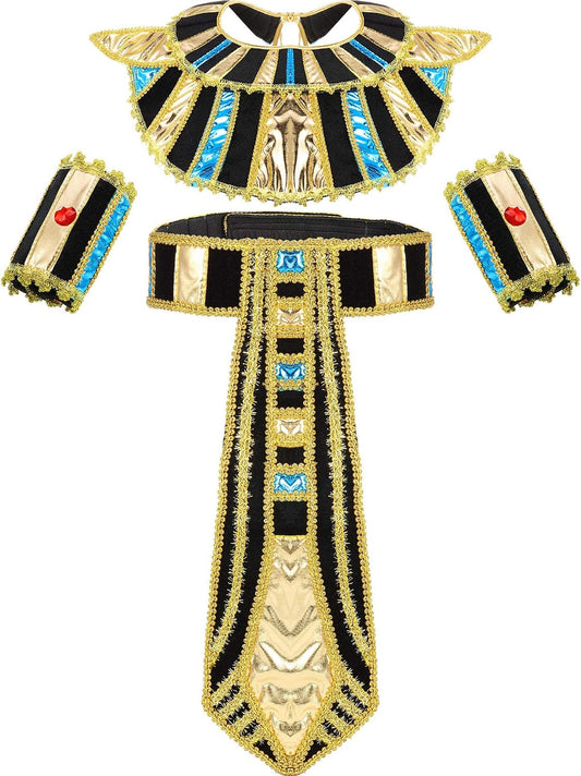 SATINIOR Egyptian Costume Accessory Set for Women Men Includes Egypt Belt Collar Wristbands Themed Cosplay Party Medium