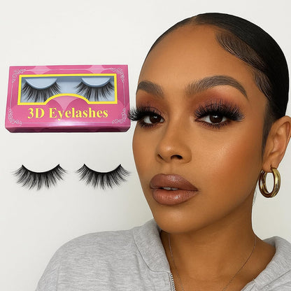 Fake Eyelashes Natural Look Faux Mink Lashes No Glue Thick 3D Eyelash Black Synthetic Fibers, Natural Look, Reusable Handmade Extensions for Makeup Application