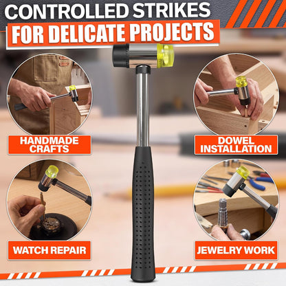Small Rubber Mallet Hammer – 25 mm Lightweight Double-Sided Rubber and Plastic Head | Non-Slip Ergonomic Grip | Durable, Scratch-Free Tool for Jewelry Making & Repair, Delicate Craft, Furniture Setup