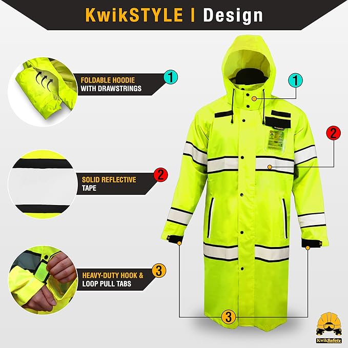 KwikSafety - Charlotte, NC - TORRENT High Vis Rain Jacket  Trench Coat ANSI OSHA Compliant