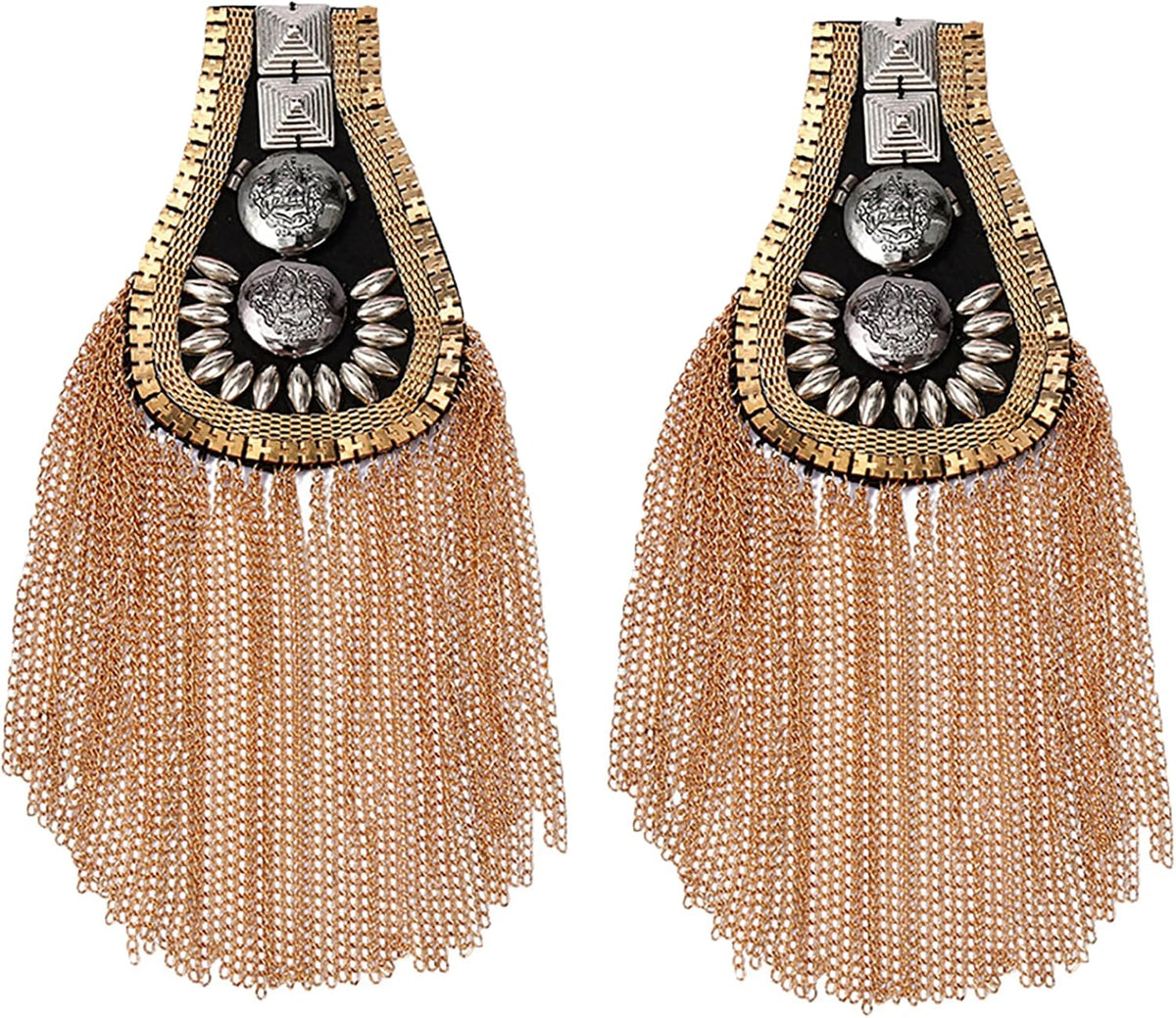 ??Gobelieve Pair of Tassel Shoulder Epaulets, Metal Decor Accessories, DIY Performance Costume Pieces, Suit Dress Uniform Embroidered Patches?
