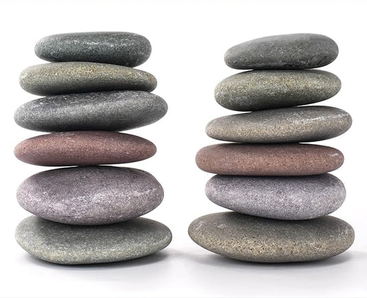 ROCART 6 Extra Large 4-5" Flat Rocks for Painting, Smooth River Rocks Painting Supplies for Kindness Stones, Arts and Crafts, Decoration