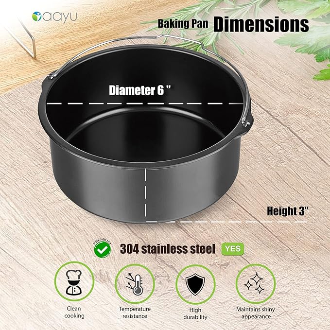 Baking Pan for Pressure Cookers, Air Fryers and Ovens- For 3 QT to 5QT Pressure Cookers  3 QT 5.3QT Air Fryers.Fits InstantPot COSORI Ninja Foodi Gowise Philips NuWave Power Farberware  more