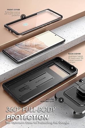 SUPCASE Unicorn Beetle Pro Series Case for Google Pixel 7 Pro (2022 Release), Full-Body Rugged Belt-Clip  Kickstand Case with Built-in Screen Protector (Black)