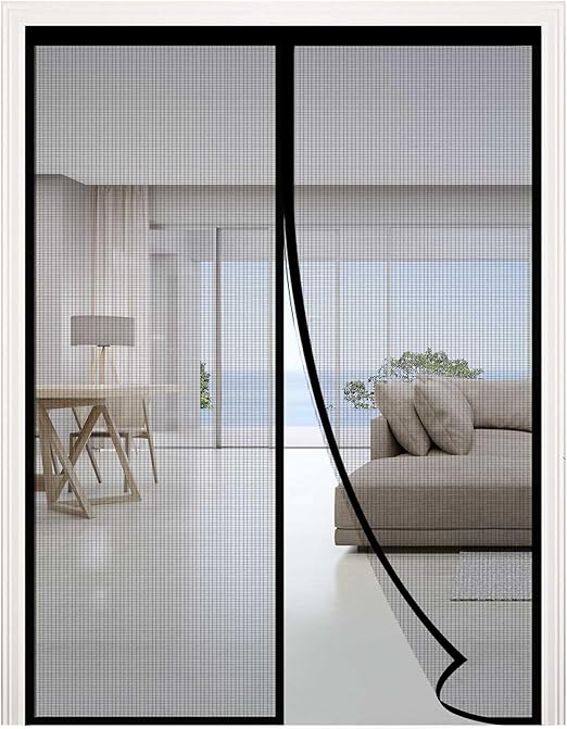 RELIANCER Fiberglass Magnetic Screen Door,36"x80" Door Mesh Screen w/Magnets,Fits Doors Up to 34.5"x78.5",Auto Closer Patio Door Net Screen,Hands Free Door Cover,Doorway Mesh Curtain,Mesh Partition