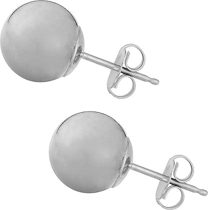 Kooljewelry Sterling Silver Bead Ball Stud Earrings (6 mm in diameter)