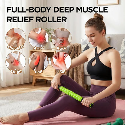 Muscle Roller & Massage Roller Stick for Athletes - Lymphatic Drainage Support, Relieves Muscle Soreness, Cramping & Tightness - Targets Legs, Arms, Back & Calves ?Green ?