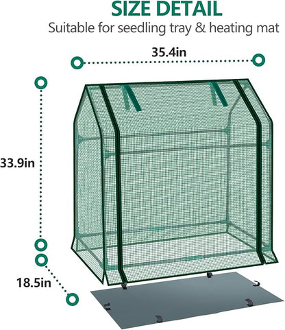 Mini Greenhouse Indoor, 36x19x34(H) Inches Tabletop Garden Nursery Plant Cover Tent with Humidity Domes for Home Gardening, Seedling Propagation and Germination, Green Cover