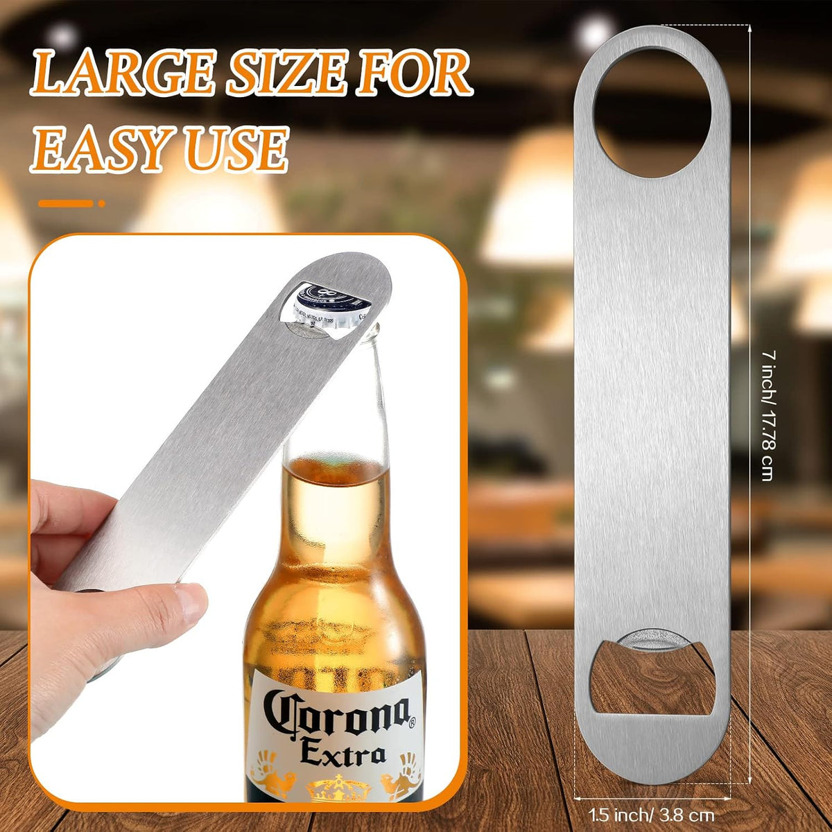 Pack of 20 Flat, Stainless Steel Beer Openers Sublimation Bottle Opener Blanks Heavy Duty Bar Funny for Bartender, Men Women Kitchen Party Supplies, 7 Inch (Silver)