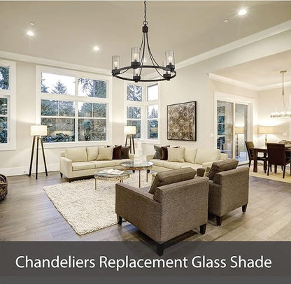 Aspen Creative 23611-01, Clear Cylinder Glass Shade, 4" Diameter x 6-12" Height, Center Hole: 42mm.