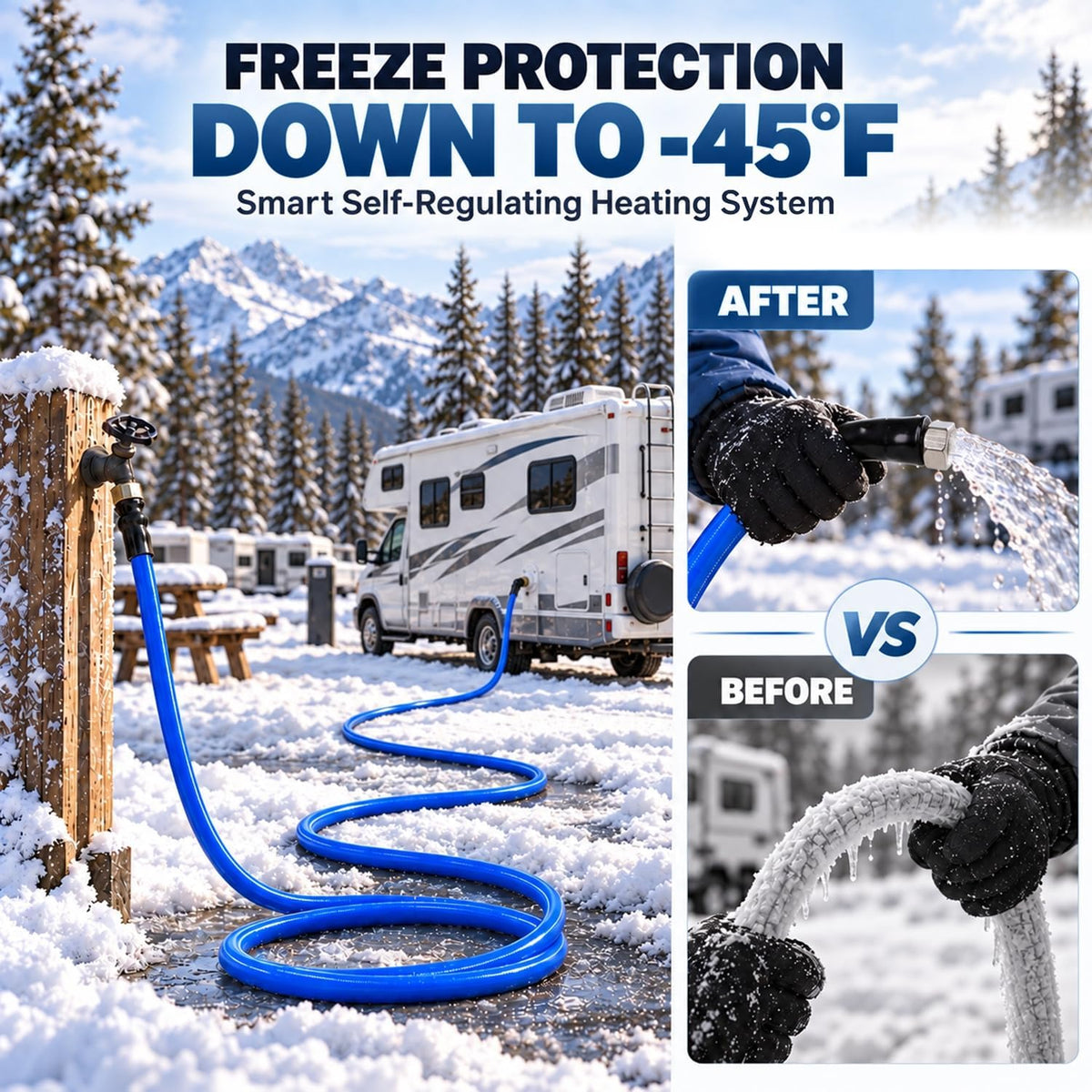 Heated Water Hose for RV,-45 ? Anti-freezing Heated Hose?Electrically Heated Hoses of Rv Accessories for Camping/Garden/Farm/Henhouse/Stble?30FT?