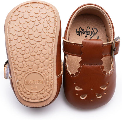 Infant Baby Girls Mary Jane Flats Non Slip for Toddler First Walkers Soft Sole PU Leather Crib Shoes Sneaker Wedding Party Christmas Princess Dress Shoes Baby Moccasins Girls