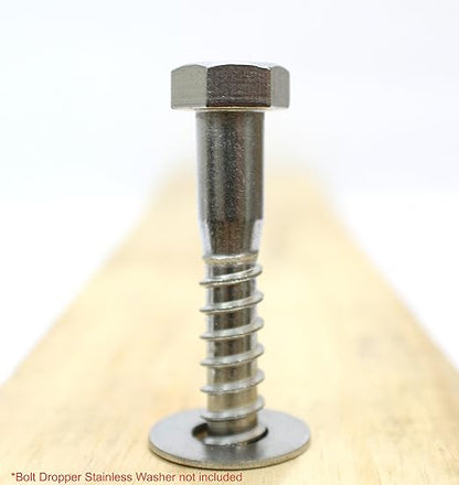 Bolt Dropper 14" x 6" Hex Head Lag Bolt Screws, (10 Pack), 304 (18-8) Stainless Steel Coach BoltsLarge Screws for Wood with Plain Finish