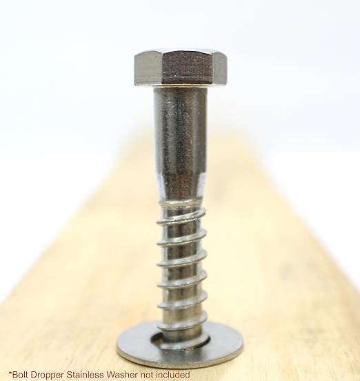 Bolt Dropper 14" x 6" Hex Head Lag Bolt Screws, (10 Pack), 304 (18-8) Stainless Steel Coach BoltsLarge Screws for Wood with Plain Finish