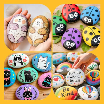Simetufy 10 Pcs Extra Large Rocks for Painting, 4-5 Inch River Rocks Painting Stones Smooth Flat Rocks for Painting, Natural Rocks to Paint for Arts DIY Crafts Kids Painters