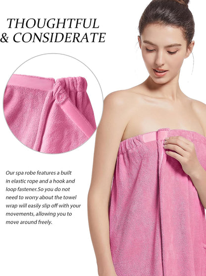 Women'S Soft Wrap Towel Full Length?Bath Robe After Shower Female Plush Long?Spa Bathrobes Lightweight With Pockets .