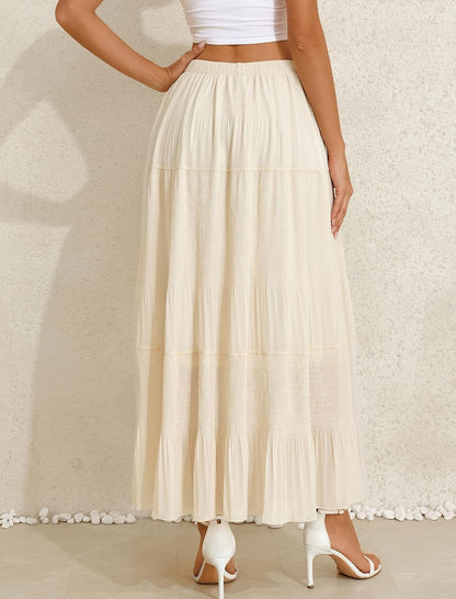 Arolina Chiffon Maxi Skirts for Women Tiered A-Line Long Skirt Flowy Casual Summer Beach Vacation Trendy 2026