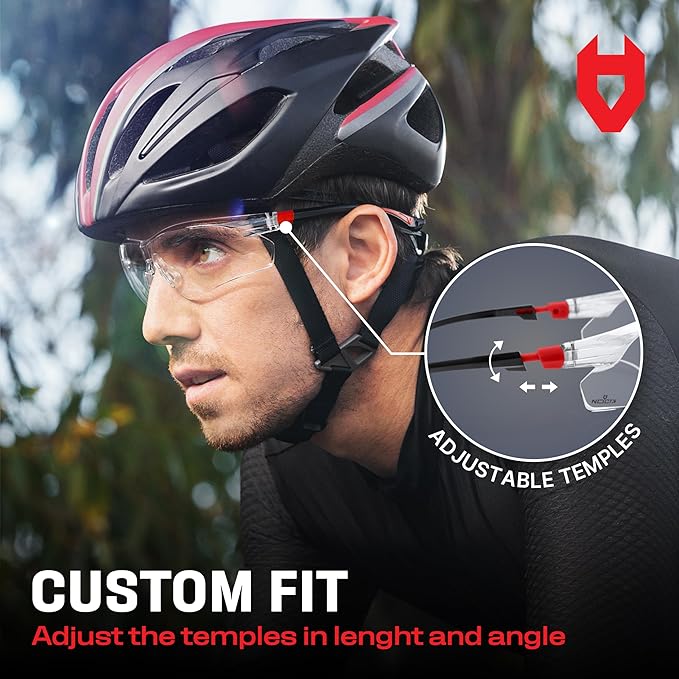 NoCry Clear Safety Glasses for Men and Women with Anti-Fog and Scratch Resistant Wrap Around Lenses, Adjustable Temples and Nose Pads  ANSI Z87 Certified Protective Eyewear with 100 UV Shielding