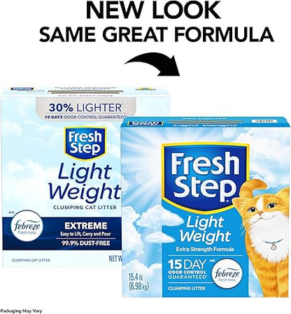 Fresh Step Light Weight Clumping Litter, Extra Strength Formula With Febreze Freshness, 15.4 lb. Box
