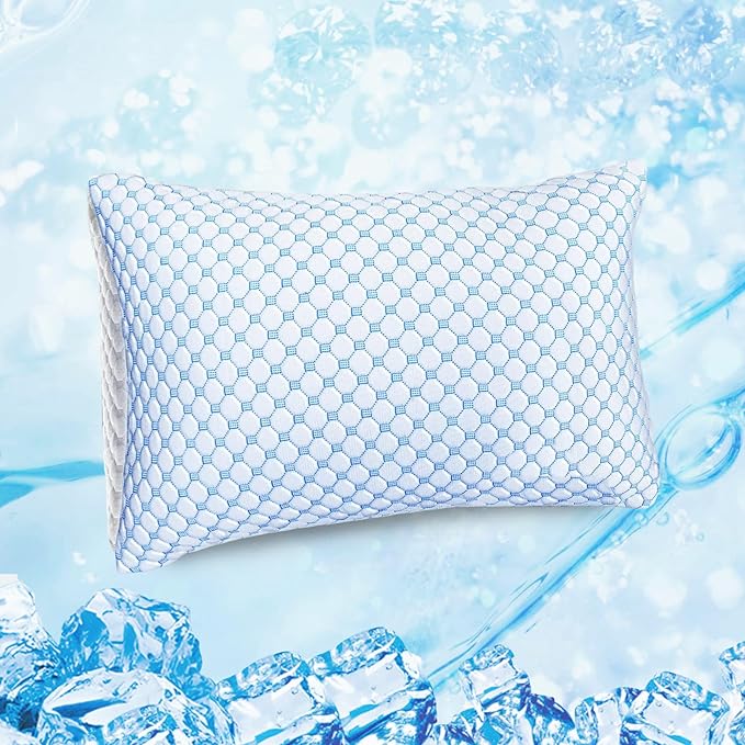 Cooling Pillow Soft Memory Foam Pillows Breathable, Adjustable Bed Pillows for Comfortable Sleeping, Queen Size Cooling Gel Pillow for Hot Sleepers (20"x 30") Supportive