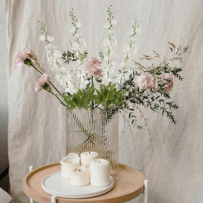 6PCS White Artificial Delphinium Flowers 33" Long Stems White Flowers Larkspur Silk Flowers for Tall Vase White Fake Flowers for Wedding Centerpieces for Home Decor Indoor (White)