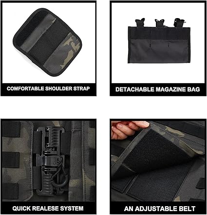 Quick Release Outdoor Tactical Vest Molle Lightweight Airsoft Vest for Adult