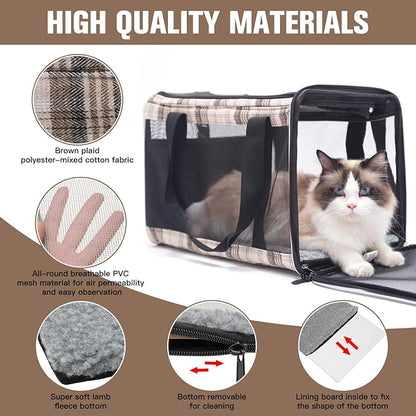 EXPAWLORER Cat Carrier Large, Soft-Sided Pet Carrier for Cat,Top Load Cat Travel Carriers for Medium Cats Under 25, Airline Approved Pet Bag Carriers Fit 2 Kitties Small Dogs