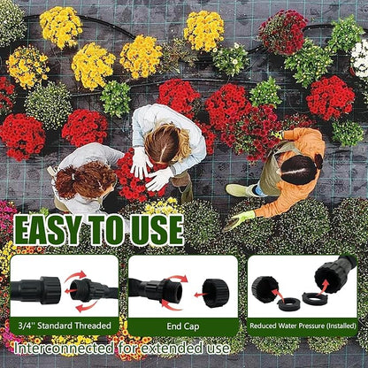 Flat Soaker Hose, Garden Hose with Heavy Duty Double Layer Design, Drip Irrigation Hose Saves 80% Water, Leak Proof Sprinkler Hose for Garden, Lawn, Vegetable plot (50FT)