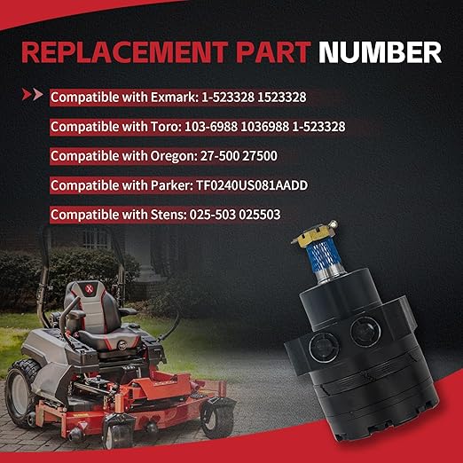 1-523328 Wheel Motor Compatible with 103-6988 Parker TF0240US081AADD Exmark Lazer Z EX20KC LHP5223KC LZ27LKA604 Toro Z Master