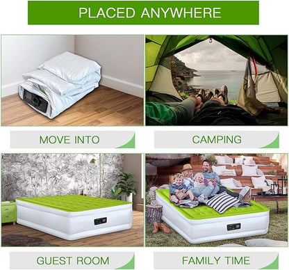 YENING Full Size Air Mattress with Built in Pump Raised Double Blow up Bed Inflatable Camping Airbed Electric 18 Inch Tall