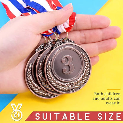 Hilitchi 5Pcs Gold Award Medals - Olympic Style Winner Medals with Ribbon