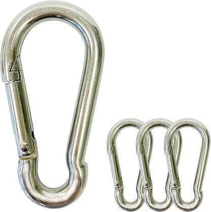 Stainless Carabiner Clip -Snap Hook Clips Pack of 4-316 Stainless Steel Clips Marine Grade - Keychain Carabiner Clips - Weight Lifting Carabiner - Hikers Clip Carabiners (4 inches)